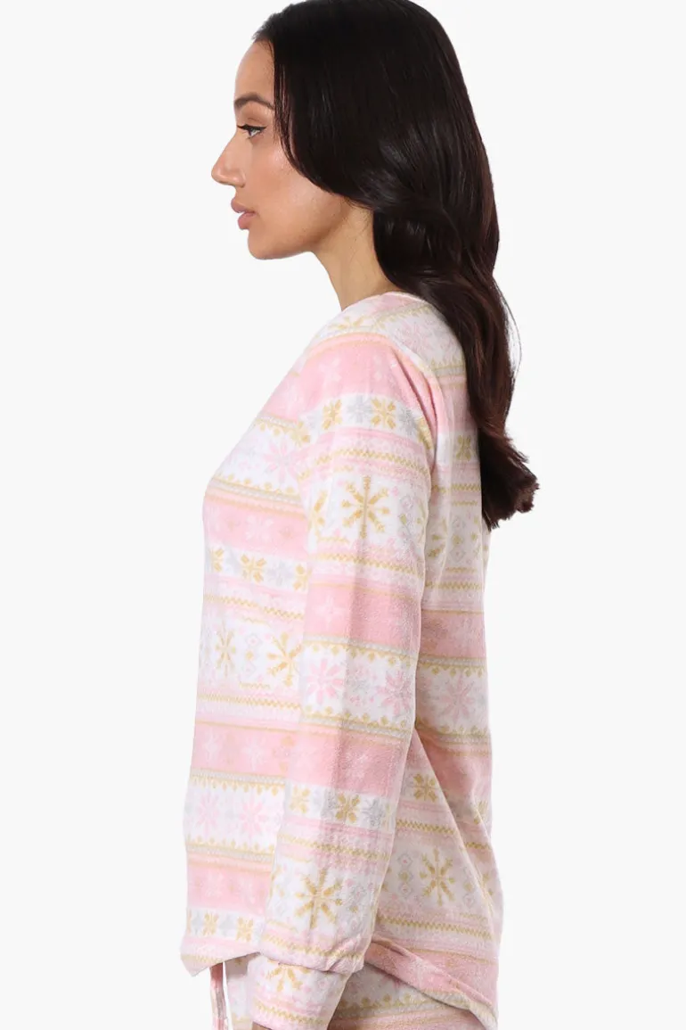Canada Weather Gear Festive Pattern Pajama Top - Blush