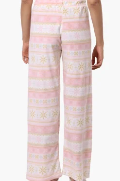 Canada Weather Gear Festive Pattern Wide Leg Pajama Pants - Blush