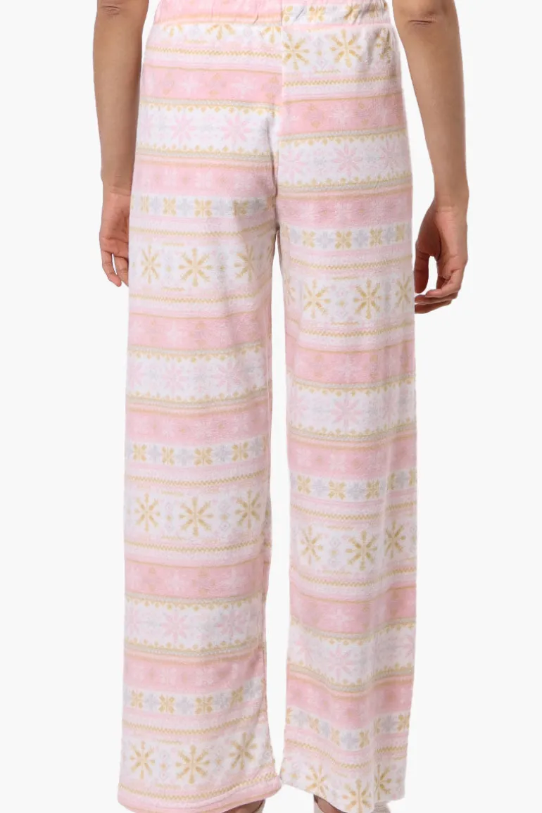 Canada Weather Gear Festive Pattern Wide Leg Pajama Pants - Blush