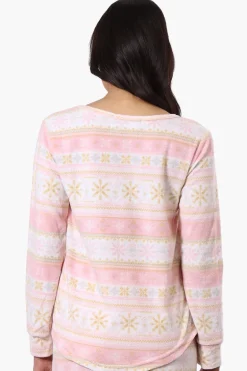 Canada Weather Gear Festive Pattern Pajama Top - Blush