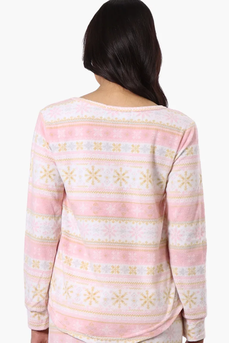 Canada Weather Gear Festive Pattern Pajama Top - Blush