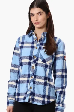 Canada Weather Gear Fleece Plaid Button Up Shirt - Blue