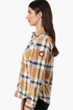 Canada Weather Gear Fleece Plaid Button Up Shirt - Beige