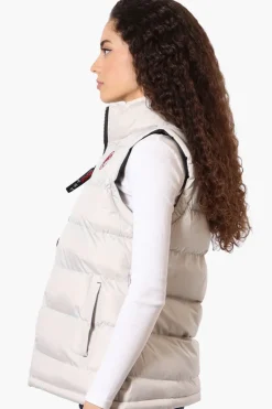 Canada Weather Gear Fleece Lined Collar Bubble Vest - Stone