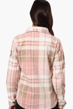 Canada Weather Gear Fleece Plaid Button Up Shirt - Pink