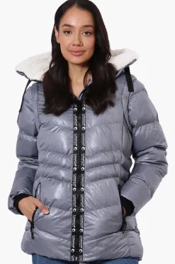 Canada Weather Gear Grid Pattern Zip Off Sleeve Bomber Jacket - Grey