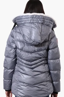 Canada Weather Gear Grid Pattern Zip Off Sleeve Bomber Jacket - Grey