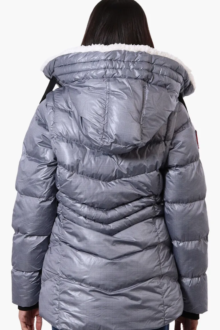 Canada Weather Gear Grid Pattern Zip Off Sleeve Bomber Jacket - Grey