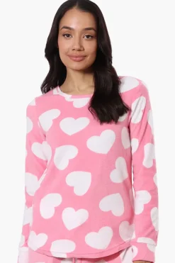 Canada Weather Gear Heart Pattern Pajama Top - Pink