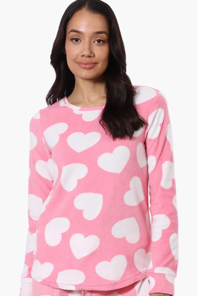 Canada Weather Gear Heart Pattern Pajama Top - Pink