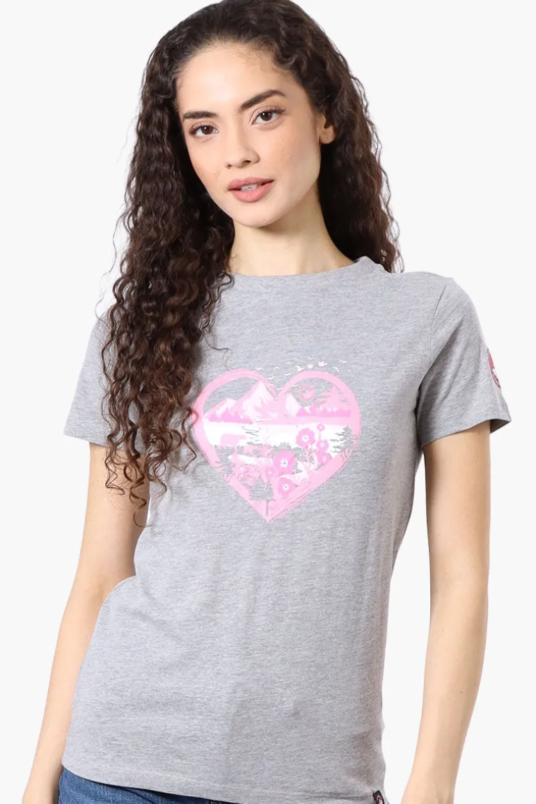 Canada Weather Gear Heart Mountain Print Tee - Grey