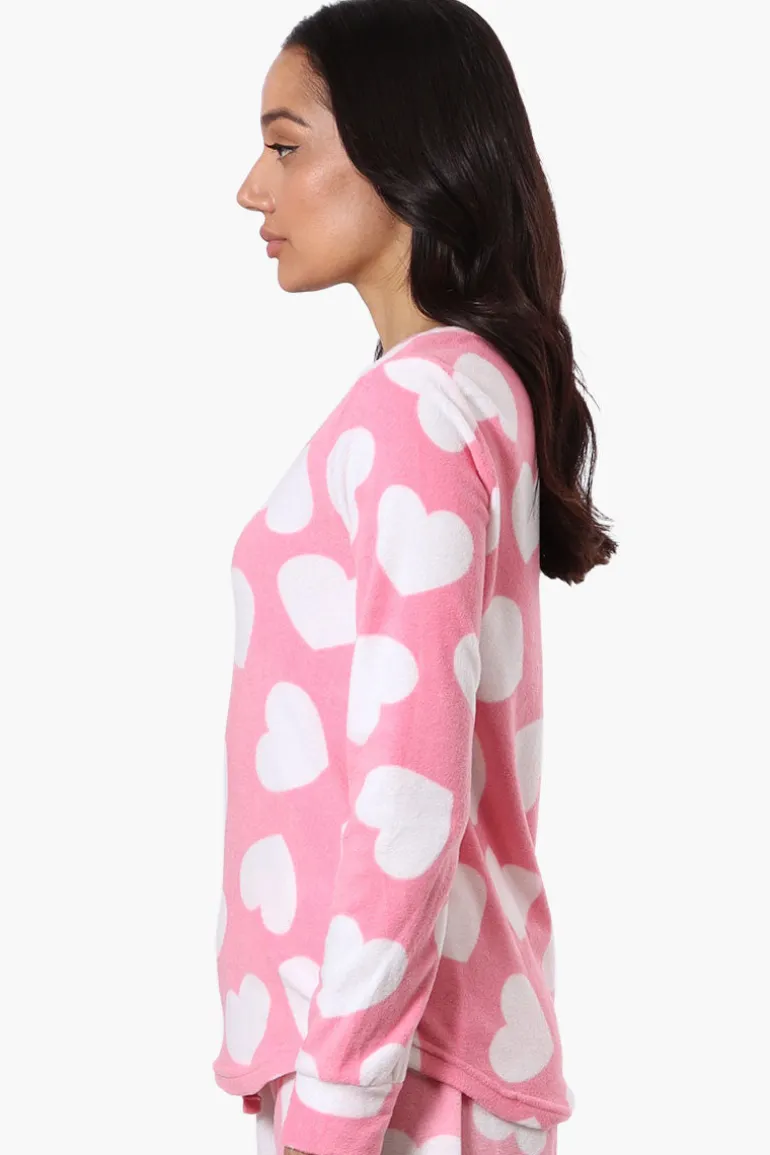 Canada Weather Gear Heart Pattern Pajama Top - Pink