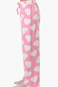 Canada Weather Gear Heart Pattern Wide Leg Pajama Pants - Pink