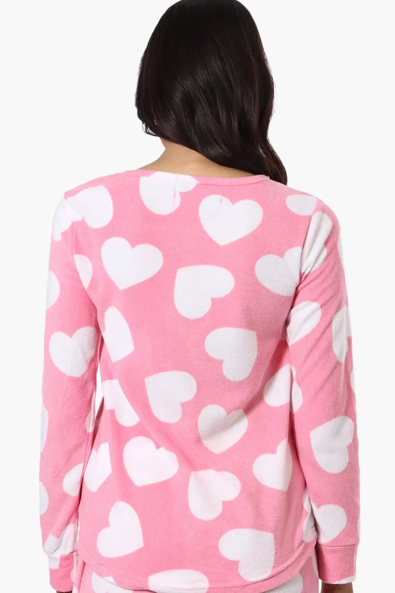 Canada Weather Gear Heart Pattern Pajama Top - Pink