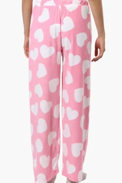 Canada Weather Gear Heart Pattern Wide Leg Pajama Pants - Pink