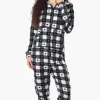 Canada Weather Gear Hooded Plaid Fleece Onesie - Black