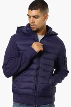 Canada Weather Gear Hooded Sweater Knit Lightweight Jacket - Navy