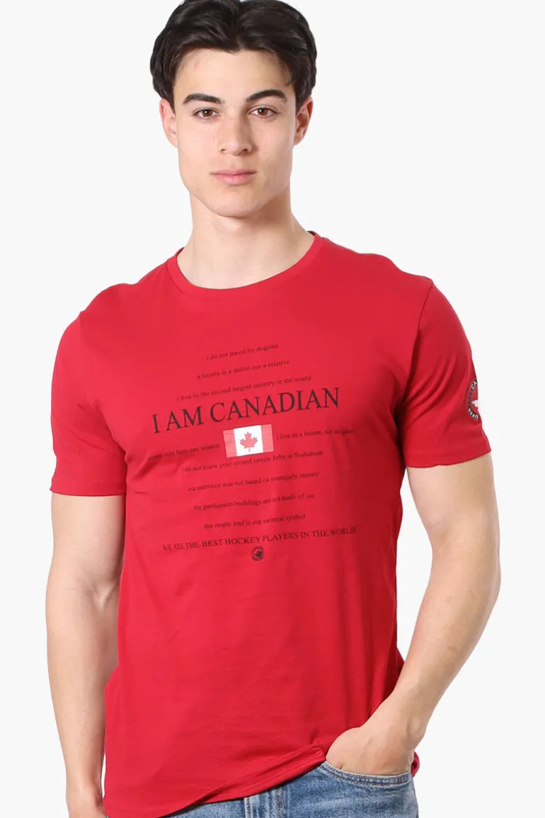 Canada Weather Gear I Am Canadian Print Tee - Red