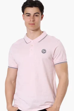 Canada Weather Gear Knit Striped Detail Polo Shirt - Blush