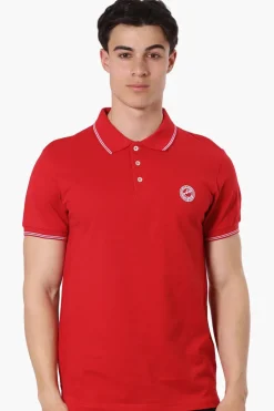 Canada Weather Gear Knit Striped Detail Polo Shirt - Red