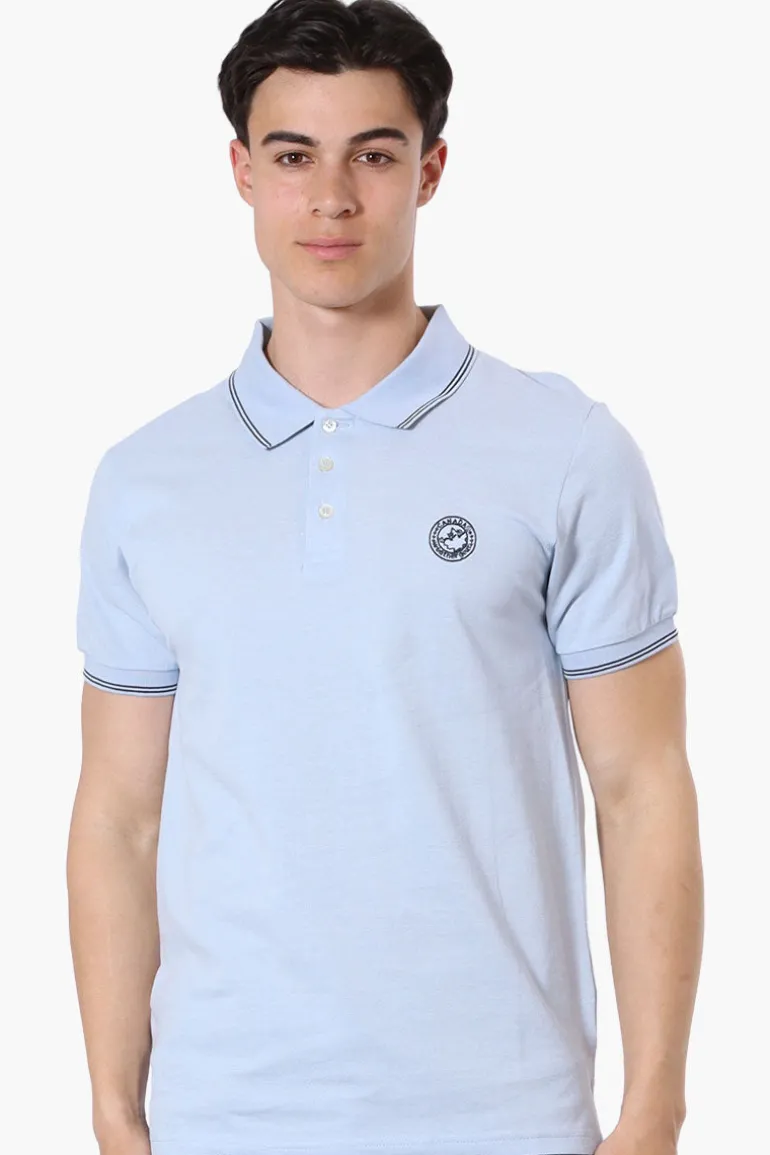 Canada Weather Gear Knit Striped Detail Polo Shirt - Blue