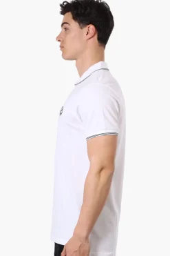 Canada Weather Gear Knit Striped Detail Polo Shirt - White