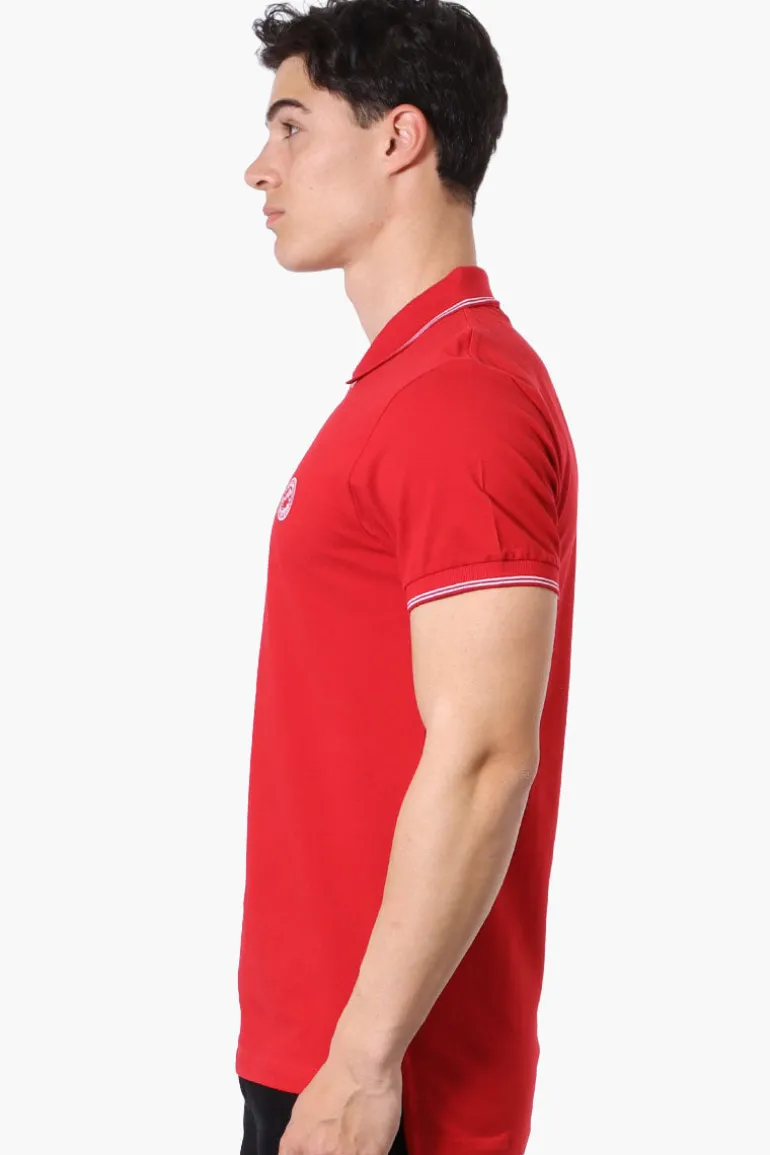 Canada Weather Gear Knit Striped Detail Polo Shirt - Red
