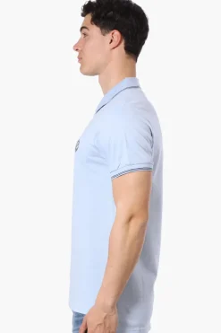 Canada Weather Gear Knit Striped Detail Polo Shirt - Blue