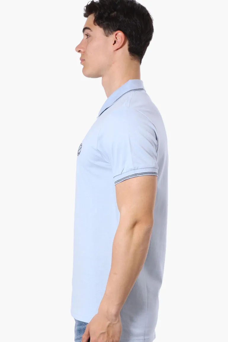 Canada Weather Gear Knit Striped Detail Polo Shirt - Blue