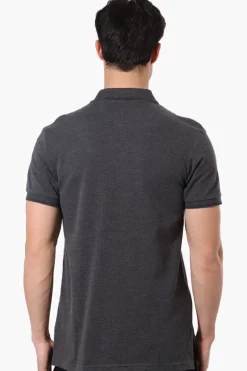 Canada Weather Gear Knit Striped Detail Polo Shirt - Grey