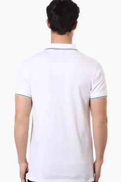 Canada Weather Gear Knit Striped Detail Polo Shirt - White