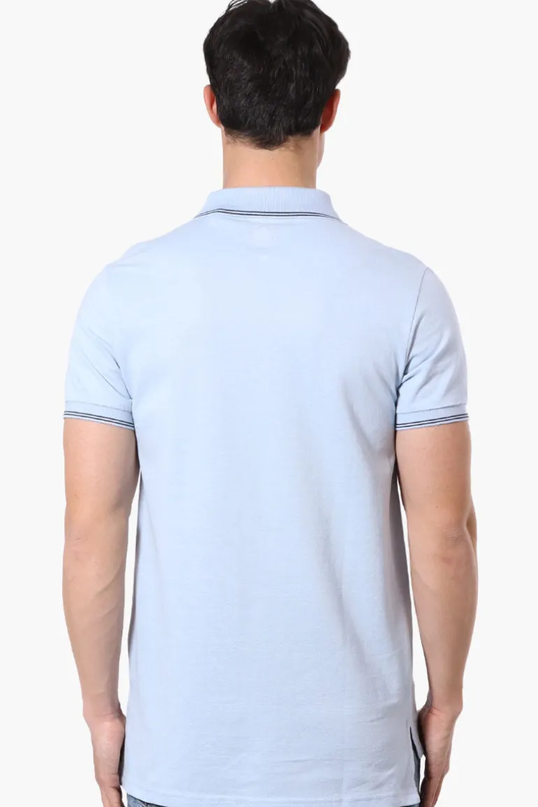 Canada Weather Gear Knit Striped Detail Polo Shirt - Blue