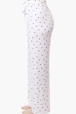 Canada Weather Gear Ladybug Pattern Wide Leg Pajama Pants - White