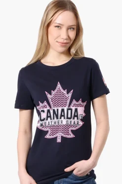 Canada Weather Gear Leaf Logo Print Tee - Navy