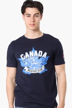 Canada Weather Gear Leaf Print Tee - Navy