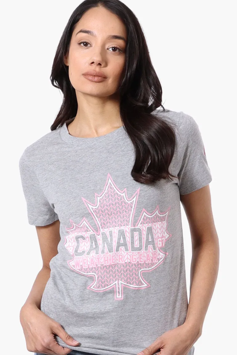Canada Weather Gear Leaf Logo Print Tee - Grey