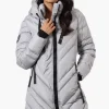Canada Weather Gear Long Chevron Quilted Parka Jacket - Grey