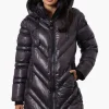 Canada Weather Gear Long Chevron Quilted Parka Jacket - Black