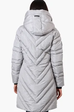 Canada Weather Gear Long Chevron Quilted Parka Jacket - Grey