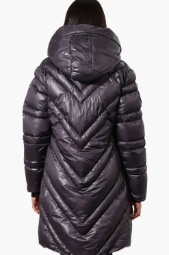 Canada Weather Gear Long Chevron Quilted Parka Jacket - Black