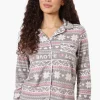 Canada Weather Gear Love Pattern Button Down Pajama Top - Grey