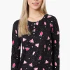 Canada Weather Gear Martini Pattern Henley Pajama Top - Black