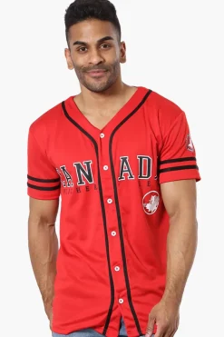 Canada Weather Gear Mesh Chest Logo Baseball Tee - Red