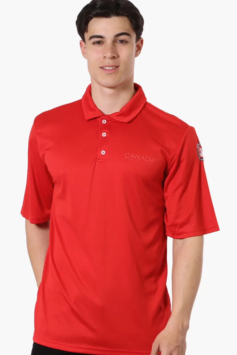 Canada Weather Gear Mesh Short Sleeve Polo Shirt - Red