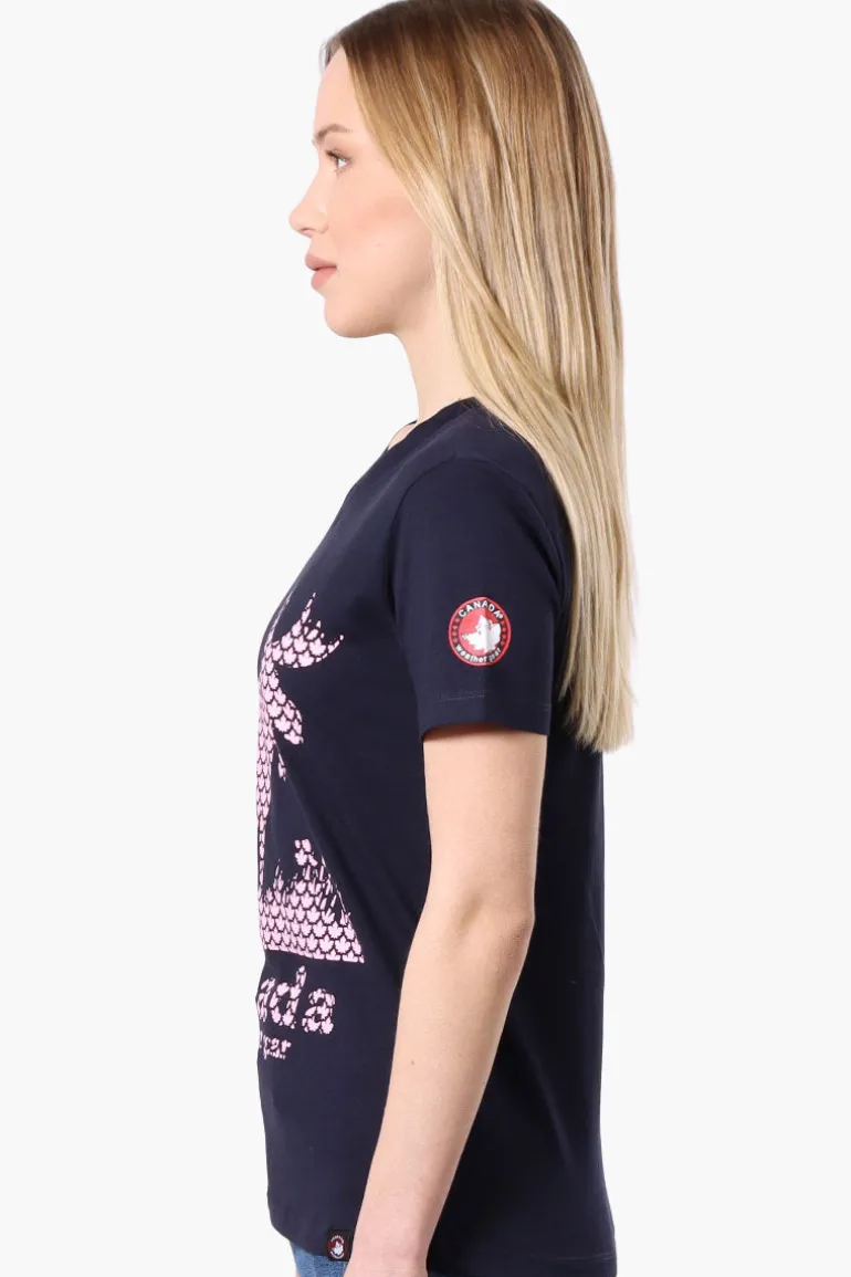 Canada Weather Gear Moose Print V-Neck Tee - Navy