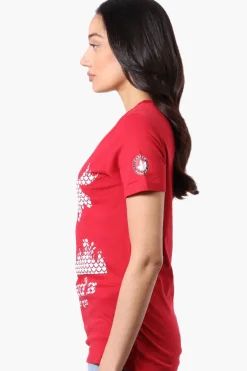 Canada Weather Gear Moose Print V-Neck Tee - Red