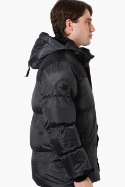 Canada Weather Gear Mouton Lined Grid Pattern Bomber Jacket - Black