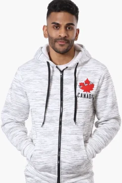Canada Weather Gear Patterned Zip Up Hoodie - White