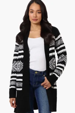 Canada Weather Gear Patterned Wrap Cardigan - Black