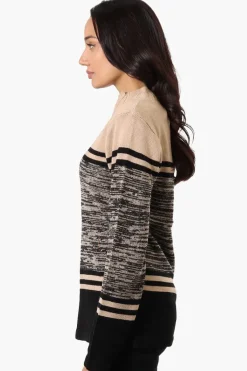 Canada Weather Gear Patterned 1/4 Zip Pullover Sweater - Camel
